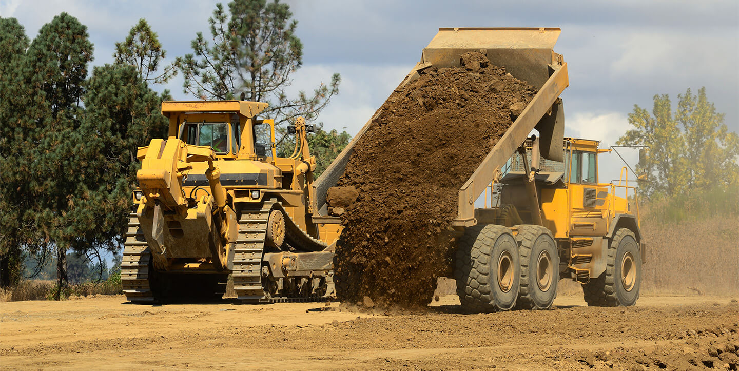 Construction equipment at a job site
